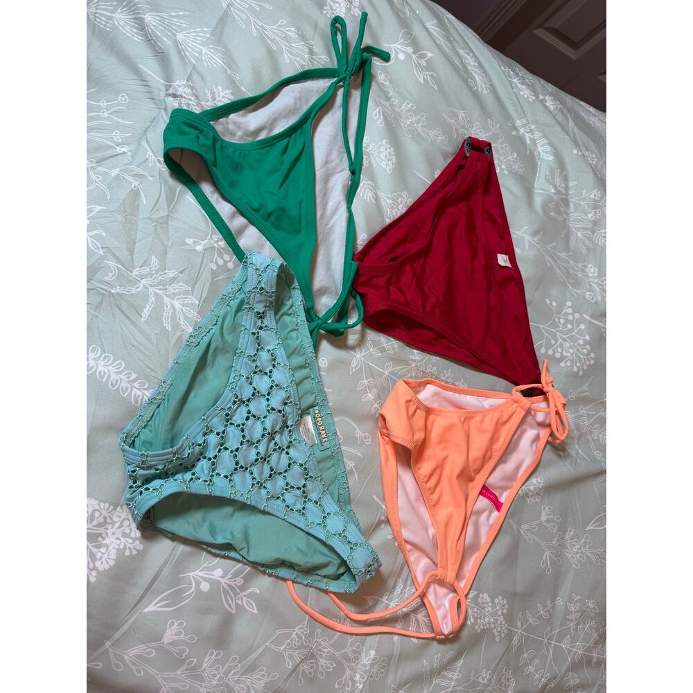 Lot of 4 swim bikini bottoms size small and one medium